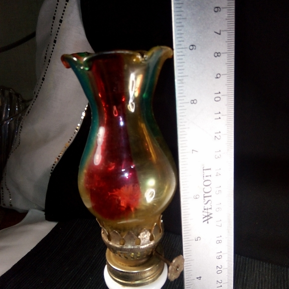 Rare Vintage Milk Glass Oil Lamp Group - Picture 9 of 12